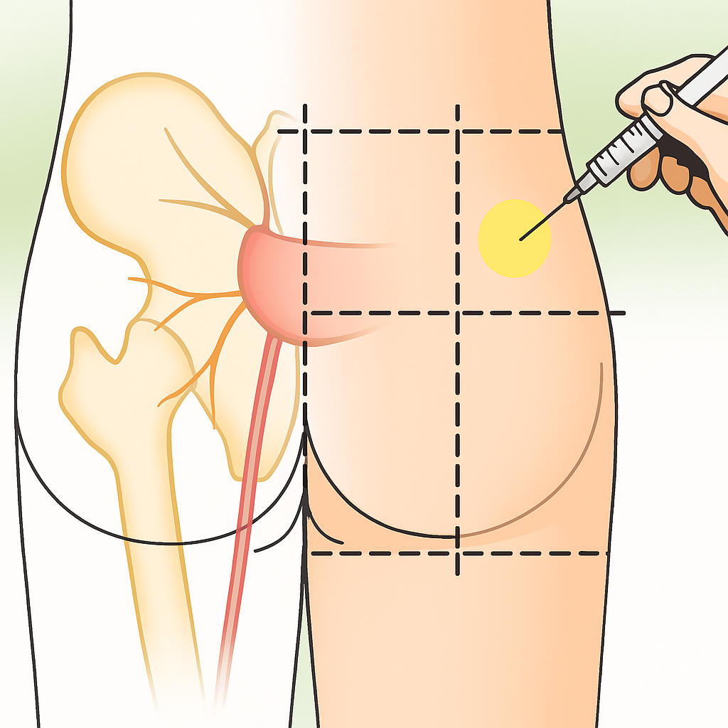 Local ideal para aplicação no gluteo